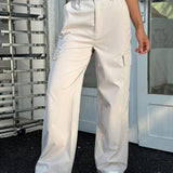 EZwear Pantalones cargo simples con bolsillos a la moda