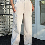 EZwear Pantalones cargo simples con bolsillos a la moda