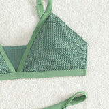 Swim Conjunto De Bikini De Pantalon De Triangulo De Taza De Sujetador Y Triangulo De Color Solido