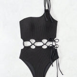 Swim Traje De Bano Monokini Con Un Hombro Ahuecado Para Mujer