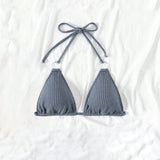 Swim Top de bikini de cuello halter texturizado para mujer, ideal para la playa en verano
