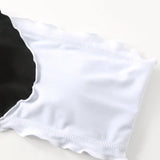 Swim Top De Bikini Sin Tirantes De Borde De Volantes De Bloque De Color Para Mujer