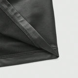ROMWE Goth Plus Size Women's Pu Leather Bowknot Decor Belted Skirt