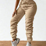 Slayr Pantalones Jogger Para Mujeres Con Pliegues Y Punos