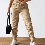 Slayr Pantalones Jogger Para Mujeres Con Pliegues Y Punos