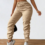 Slayr Pantalones Jogger Para Mujeres Con Pliegues Y Punos