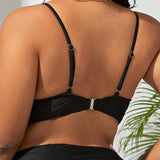 Swim Curve Top de bikini con textura y alambre en forma de V para mujer de talla grande de verano en la playa