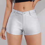 EZwear Shorts ajustados metalizados y de moda para mujer en verano