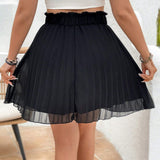 Essnce Plus Size Solid Color Pleated Midi Skirt