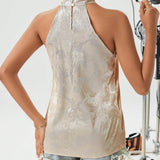 Prive Blusa sin mangas con cuello halter cruzado, top elegante para salir