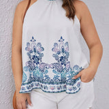 Blusa De Cuello Halter Con Impresion De Blanco Y Negro, a Grande