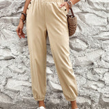 Frenchy Pantalones Cortos De Mujer Con Cintura Elastica Y Dobladillo Con Punos