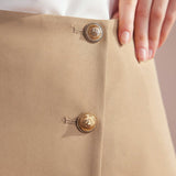 MOTF PREMIUM Falda Pantalon Con Dobladillo Irregular Y Botones Para Mujer