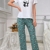 Conjunto De Pijama Para Mujer Con Impresion De Panda