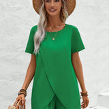 LUNE Conjunto De 2 Piezas De Top Envoltura Y Shorts De Color Verde Para Mujer