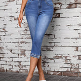 LUNE Jeans Capri Adornados Para Damas