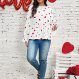 Blusa Con Cuello Mandarin De a Grande Con Estampado De Corazones Y Mangas Con Volantes