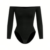 SHAPE Bodysuit De Hombro Descubierto De Color Solido Para Mujer, Para Cuerpo Cenido