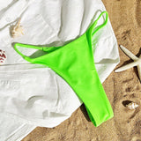 Swim BohoFeel Fondo De Bikini Con Pliegues Solido Para Mujer, Traje De Bano De Tanga Para La Playa De Verano