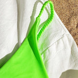 Swim BohoFeel Fondo De Bikini Con Pliegues Solido Para Mujer, Traje De Bano De Tanga Para La Playa De Verano