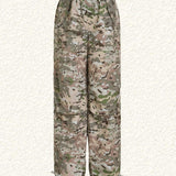 EZwear Pantalones De Paracaidas De Carga De Streetwear Con Estampado De Camuflaje