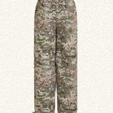 EZwear Pantalones De Paracaidas De Carga De Streetwear Con Estampado De Camuflaje