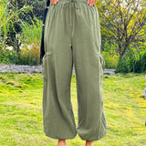 WYWH Pantalones Largos De Cintura Elastica Y Dobladillo Con Punos Para Mujer