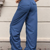 EZwear Pantalones Tejidos Azules Para Mujer