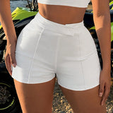 SXY Shorts De Verano Con Costura De Cintura Alta