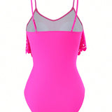 Swim Lushore Traje De Bano De Una Pieza Para Mujeres Con Tirantes Finos Decorados Con Volantes Para Carnaval