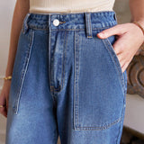 Frenchy Jeans Rectos Vintage Con Bolsillos Diagonales