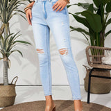 VCAY Jeans Elasticos Rotos De Mujer