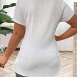 LUNE Plus Size Ladies' Square Neck Short Sleeve T-Shirt With Side Slit Hem