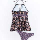 Swim Lushore Conjunto tankini con estampado de flores con top halter y panty triangular