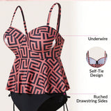 DD+ Conjunto de tankini para mujer con patron geometrico y tirantes estilo camiseta