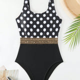 Swim Vcay Traje De Bano De Una Pieza Para Mujer Con Correa Tejida Y Polka Dot