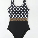 Swim Vcay Traje De Bano De Una Pieza Para Mujer Con Correa Tejida Y Polka Dot