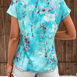 LUNE Camiseta De Cuello Redondo Para Mujer Con Estampado De Flores