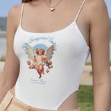 EZwear Body Camisero Con Estampado De Angel Y Letras Para Mujer