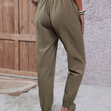 VCAY Pantalones De Mujer Con Cintura Alta Abotonada Con Punos