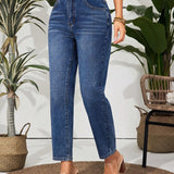 VCAY Jeans Con Corte Entallado Y Cuello Bajo Para Damas