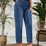 VCAY Jeans Con Corte Entallado Y Cuello Bajo Para Damas