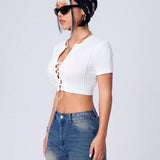 Coolane Crop Top Hueco Con Cordones Y Dees De Costura