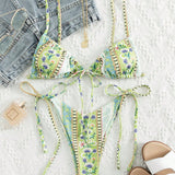 Swim Banador bikini con cordon lateral floral con paisley