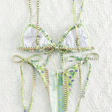 Swim Banador bikini con cordon lateral floral con paisley