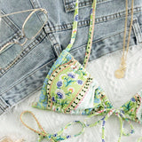 Swim Banador bikini con cordon lateral floral con paisley