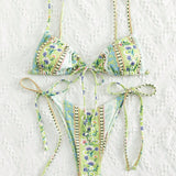 Swim Banador bikini con cordon lateral floral con paisley