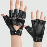 1 Par Guantes De Medio Dedo Para Mujer Para Presentaciones De Baile Con Diseno De Corazon Recortado Y Huecos