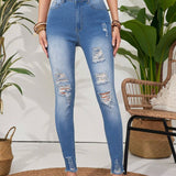 VCAY Jeans Ajustados Y Desgastados Para Mujeres