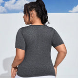 Yoga Basic Camiseta sin mangas sin costuras de cuello redondo y manga corta de a grande para deporte